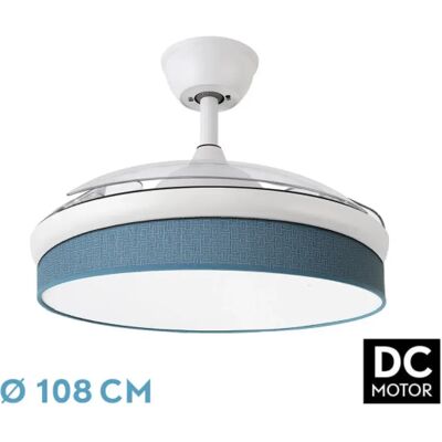 Fabrilamp Abrila - Ventilateur de plafond blanc/bleu - 6 vitesses - Publicité Fabrilamp Abrila - Ventilateur de plafond blanc/bleu - 6 vitesses - Publicité