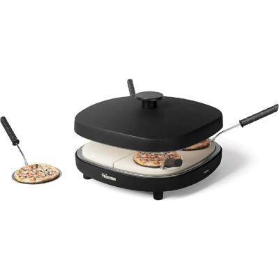 Tristar Four à pizza noir 900 W avec plaques antiadhésives - Publicité Tristar Four à pizza noir 900 W avec plaques antiadhésives - Publicité