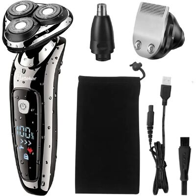 Hatteker RSCX-9598 Rasoir Electrique 3-en-1 Tondeuse Barbe Tondeuse Nez Noir - Publicité Hatteker RSCX-9598 Rasoir Electrique 3-en-1 Tondeuse Barbe Tondeuse Nez Noir - Publicité