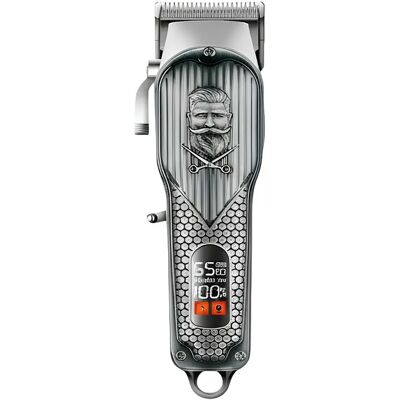 Avizar Tondeuse USB-C 5W Sans Fil 2000mAh Motif Ciseaux et Barbe avec Écran LED Gris - Publicité Avizar Tondeuse USB-C 5W Sans Fil 2000mAh Motif Ciseaux et Barbe avec Écran LED Gris - Publicité