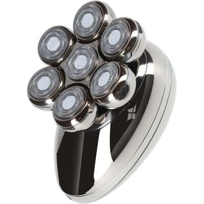 Avizar Rasoir Électrique Rechargeable avec Lames Rotatives pour la Barbe / Crâne Argent - Publicité Avizar Rasoir Électrique Rechargeable avec Lames Rotatives pour la Barbe / Crâne Argent - Publicité