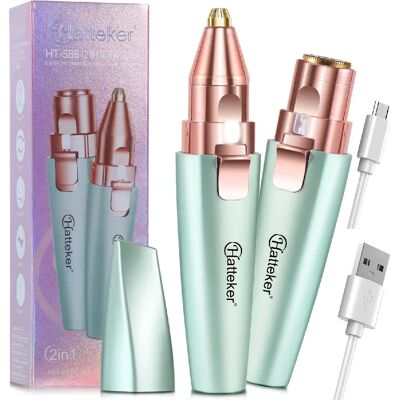 Épilateur, Épilateur Facial, Tondeuse Sourcils HATTEKER, 2-en-1 Wet & Dry, Vert - Publicité Épilateur, Épilateur Facial, Tondeuse Sourcils HATTEKER, 2-en-1 Wet & Dry, Vert - Publicité