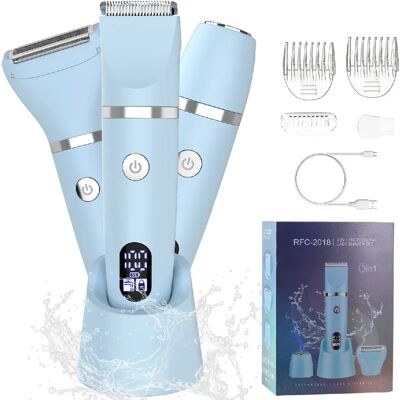 Épilateur RFC-2018 Femmes Rasoir HATTEKER Tondeuse Poils Visage 3-en-1 Wet&Dry Blue - Publicité Épilateur RFC-2018 Femmes Rasoir HATTEKER Tondeuse Poils Visage 3-en-1 Wet&Dry Blue - Publicité