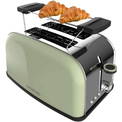 Cecotec Grille-pain Vert Inox 2 Fentes 850W Support Baguette - Publicité Cecotec Grille-pain Vert Inox 2 Fentes 850W Support Baguette - Publicité
