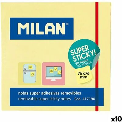 Milan Notes Adhésives Jaune - 10 Unités - Publicité Milan Notes Adhésives Jaune - 10 Unités - Publicité