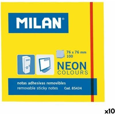 Milan Notes Adhésives 76x76 mm - Jaune (10 Unités) - Publicité Milan Notes Adhésives 76x76 mm - Jaune (10 Unités) - Publicité