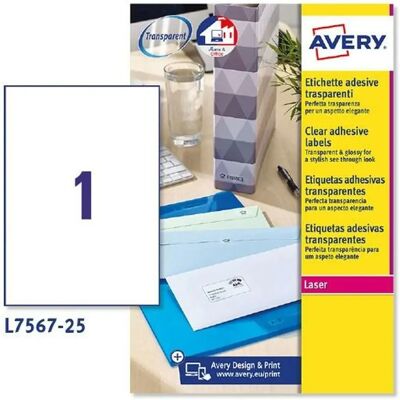 Avery Étiquettes Adhésives - Transparent - Publicité Avery Étiquettes Adhésives - Transparent - Publicité
