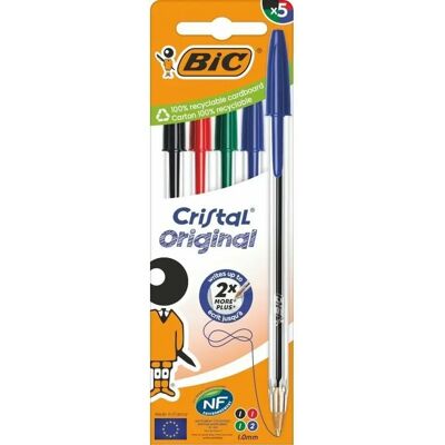 Ensemble de Stylos Bic Cristal Original 516346 Multicouleur (5 Unités) - Publicité Ensemble de Stylos Bic Cristal Original 516346 Multicouleur (5 Unités) - Publicité