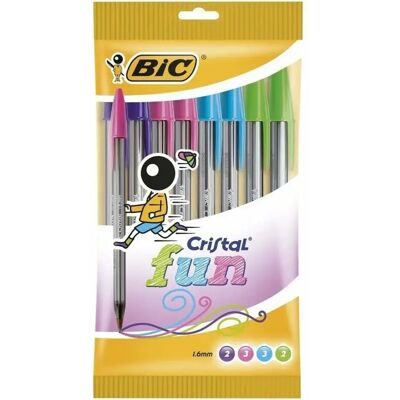 Ensemble de Stylos Bic Cristal Fun 921342 Multicouleur 10 Pièces (10 Unités) - Publicité Ensemble de Stylos Bic Cristal Fun 921342 Multicouleur 10 Pièces (10 Unités) - Publicité