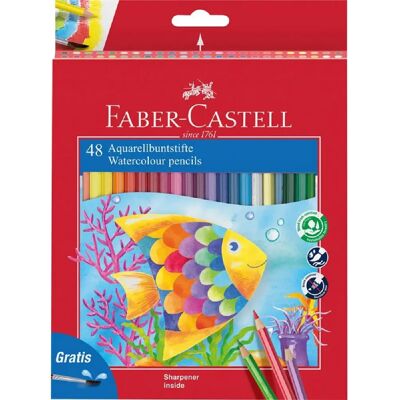 Faber-Castell Crayons de couleur aquarelle pour enfants, étui carton de 48 pièces - Publicité Faber-Castell Crayons de couleur aquarelle pour enfants, étui carton de 48 pièces - Publicité