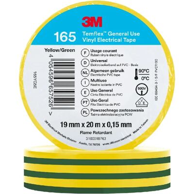 3M Ruban adhésif PVC Temflex 165 - 19 mm x 20 m - Publicité 3M Ruban adhésif PVC Temflex 165 - 19 mm x 20 m - Publicité