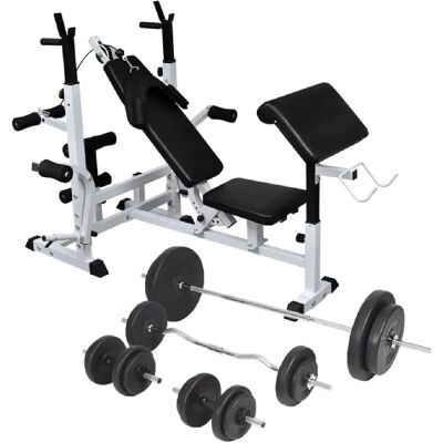 vidaXL Banc d'entraînement avec support de poids jeu d'haltères 90 kg - Publicité vidaXL Banc d'entraînement avec support de poids jeu d'haltères 90 kg - Publicité