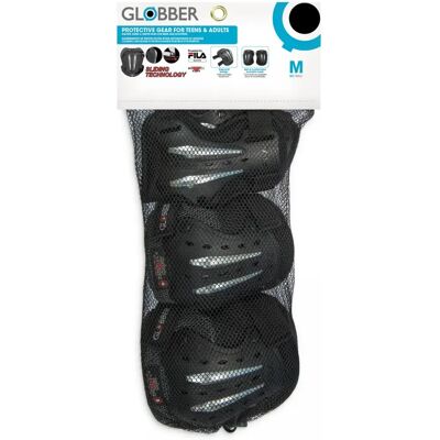 Globber Set 3 Protections Fila M Noir argent - Publicité Globber Set 3 Protections Fila M Noir argent - Publicité