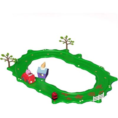 Bandai Circuit de voiture PeppaPig avec 1 vehicule - Publicité Bandai Circuit de voiture PeppaPig avec 1 vehicule - Publicité