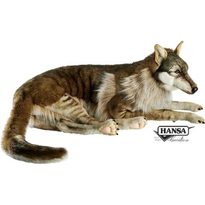 Hansa Peluche géante loup couché - Marron - Publicité Hansa Peluche géante loup couché - Marron - Publicité