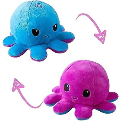 Générique Peluche pieuvre réversible doudou - Violet et bleu - Publicité Générique Peluche pieuvre réversible doudou - Violet et bleu - Publicité