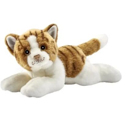 Anima Peluche chat roux et blanc couché - 30 cm - Publicité Anima Peluche chat roux et blanc couché - 30 cm - Publicité