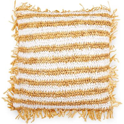 PRIVATEFLOOR Coussin Carré Carissa Rafia - Style Bohème - 50x50 cm - Publicité PRIVATEFLOOR Coussin Carré Carissa Rafia - Style Bohème - 50x50 cm - Publicité