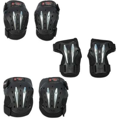 Globber Set 3 Protections Fila Xl Noir argent - Publicité Globber Set 3 Protections Fila Xl Noir argent - Publicité