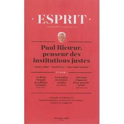 Esprit n° 439. Paul Ricoeur, penseur des institutions justes - Publicité Esprit n° 439. Paul Ricoeur, penseur des institutions justes - Publicité