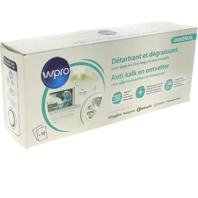 Wpro Détartrant - 12 doses - Produit d'entretien universel - Publicité Wpro Détartrant - 12 doses - Produit d'entretien universel - Publicité