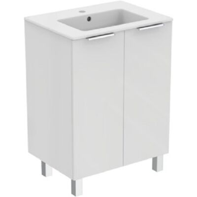 Pack meuble + lavabo ULYSSE+ 2 portes 60 cm blanc brillant PORCHER P0279WG Blanc - Publicité Pack meuble + lavabo ULYSSE+ 2 portes 60 cm blanc brillant PORCHER P0279WG Blanc - Publicité