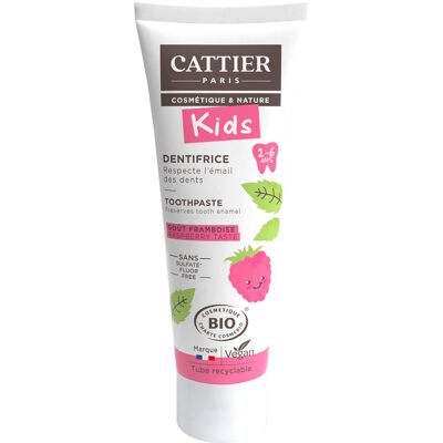 Dentifrice Framboise Sans Fluor pour Enfants - Cattier - Publicité Dentifrice Framboise Sans Fluor pour Enfants - Cattier - Publicité