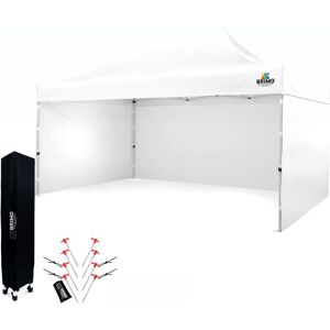 BRIMO Tente de jardin 3x4,5m Acier Tonnelle pliable rapide pour événements et fêtes - avec 3 cotés - Blanc 70% polyester, 30% PVC - Publicité BRIMO Tente de jardin 3x4,5m Acier Tonnelle pliable rapide pour événements et fêtes - avec 3 cotés - Blanc 70% polyester, 30% PVC - Publicité