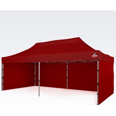 BRIMO Tonnelle pliante professionnelle en aluminium 3x6 m : couverture résistante pour événements communaux et municipaux - avec 3 cotés - Rouge 70% polyester, 30% PVC - Publicité BRIMO Tonnelle pliante professionnelle en aluminium 3x6 m : couverture résistante pour événements communaux et municipaux - avec 3 cotés - Rouge 70% polyester, 30% PVC - Publicité