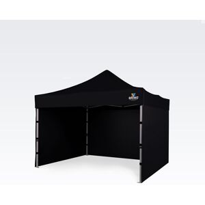 BRIMO Tente de fête premium 3x3 m Aluminium Durabilité maximale - avec 3 cotés - Noir 70% polyester, 30% PVC - Publicité BRIMO Tente de fête premium 3x3 m Aluminium Durabilité maximale - avec 3 cotés - Noir 70% polyester, 30% PVC - Publicité