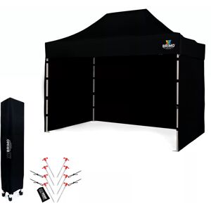 BRIMO Tente de jardin 2 x 3 m SUPER Acier Montage en 2 minutes - avec 3 cotés - Noir 70% polyester, 30% PVC - Publicité BRIMO Tente de jardin 2 x 3 m SUPER Acier Montage en 2 minutes - avec 3 cotés - Noir 70% polyester, 30% PVC - Publicité