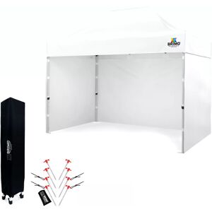 BRIMO Tente de jardin 2 x 3 m SUPER Acier Montage en 2 minutes - avec 3 cotés - Blanc 70% polyester, 30% PVC - Publicité BRIMO Tente de jardin 2 x 3 m SUPER Acier Montage en 2 minutes - avec 3 cotés - Blanc 70% polyester, 30% PVC - Publicité