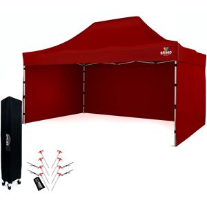 BRIMO Tente de jardin 3x4,5m Acier Tonnelle pliable rapide pour événements et fêtes - avec 3 cotés - Rouge 70% polyester, 30% PVC - Publicité BRIMO Tente de jardin 3x4,5m Acier Tonnelle pliable rapide pour événements et fêtes - avec 3 cotés - Rouge 70% polyester, 30% PVC - Publicité