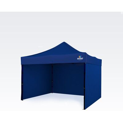 BRIMO Tonnelle 3x3 m Armature en acier avec 3 parois : tente de travail pour artisans - avec 3 cotés - Bleu 70% polyester, 30% PVC - Publicité BRIMO Tonnelle 3x3 m Armature en acier avec 3 parois : tente de travail pour artisans - avec 3 cotés - Bleu 70% polyester, 30% PVC - Publicité