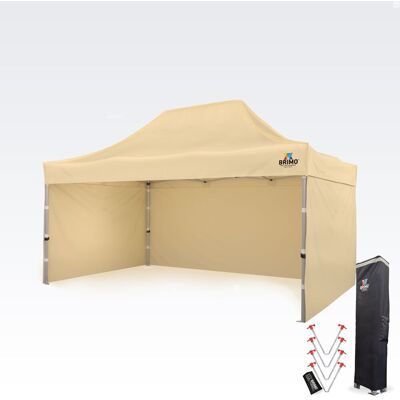 BRIMO - Hexagon Premium Gazebo - 3x4.5m - Beige - Gazebo - Publicité BRIMO - Hexagon Premium Gazebo - 3x4.5m - Beige - Gazebo - Publicité