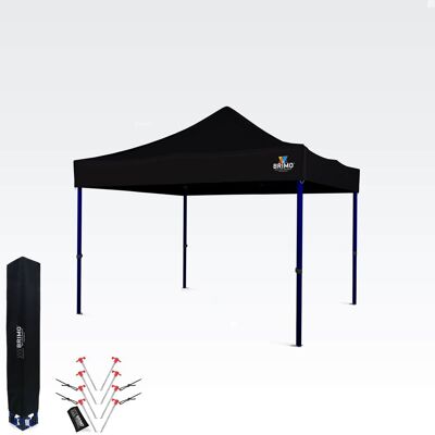 BRIMO Tente pliante 3x3 m – Montage rapide et protection à 100 % pour fêtes et célébrations - sans 3 cotés - Noir 70% polyester, 30% PVC - Publicité BRIMO Tente pliante 3x3 m – Montage rapide et protection à 100 % pour fêtes et célébrations - sans 3 cotés - Noir 70% polyester, 30% PVC - Publicité