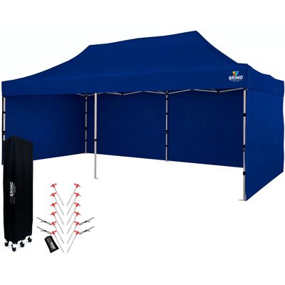 BRIMO Tente de fête 3x6m à structure en acier (3 murs) - Toile 330g/m² - avec 3 cotés - Bleu 70% polyester, 30% PVC - Publicité BRIMO Tente de fête 3x6m à structure en acier (3 murs) - Toile 330g/m² - avec 3 cotés - Bleu 70% polyester, 30% PVC - Publicité