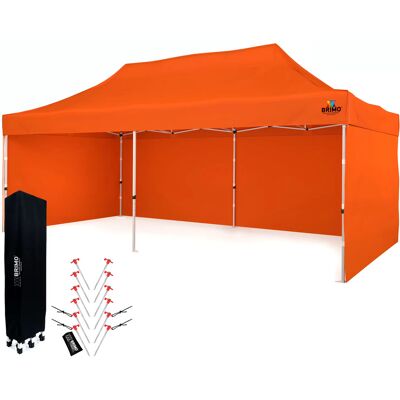 BRIMO Tente de fête 3x6m à structure en acier (3 murs) - Toile 330g/m² - avec 3 cotés - Orange 70% polyester, 30% PVC - Publicité BRIMO Tente de fête 3x6m à structure en acier (3 murs) - Toile 330g/m² - avec 3 cotés - Orange 70% polyester, 30% PVC - Publicité
