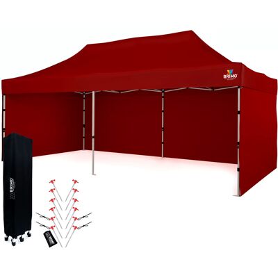 BRIMO Tente de fête 3x6m à structure en acier (3 murs) - Toile 330g/m² - avec 3 cotés - Rouge 70% polyester, 30% PVC - Publicité BRIMO Tente de fête 3x6m à structure en acier (3 murs) - Toile 330g/m² - avec 3 cotés - Rouge 70% polyester, 30% PVC - Publicité
