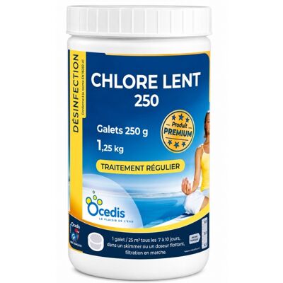 Traitement piscine OCEDIS Galets de chlore lent 250g pot 1,25kg - Publicité Traitement piscine OCEDIS Galets de chlore lent 250g pot 1,25kg - Publicité