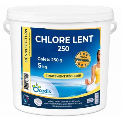 Traitement piscine OCEDIS Galets de chlore lent 250g seau de 5 kg - Publicité Traitement piscine OCEDIS Galets de chlore lent 250g seau de 5 kg - Publicité