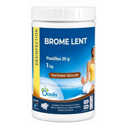 Traitement piscine OCEDIS brome lent pastilles en pot 1kg - Publicité Traitement piscine OCEDIS brome lent pastilles en pot 1kg - Publicité