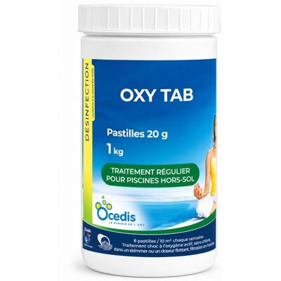 Traitement piscine OCEDIS oxygène actif OXYTAB tablettes 20g en pot 1kg - Publicité Traitement piscine OCEDIS oxygène actif OXYTAB tablettes 20g en pot 1kg - Publicité