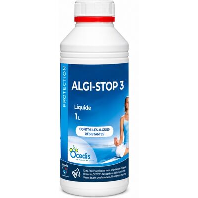 Traitement piscine OCEDIS anti-algues ALGI STOP 3 bidon 1L - Publicité Traitement piscine OCEDIS anti-algues ALGI STOP 3 bidon 1L - Publicité
