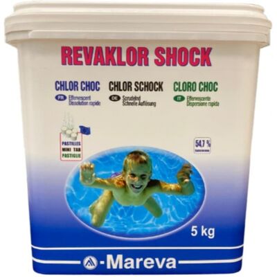 Traitement Mareva pastilles de chlore REVAKLOR Shock 20g seau 5kg - Publicité Traitement Mareva pastilles de chlore REVAKLOR Shock 20g seau 5kg - Publicité