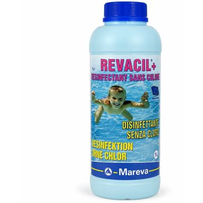 Traitement piscine Mareva sans chlore REVACIL+ bidon 1L - Publicité Traitement piscine Mareva sans chlore REVACIL+ bidon 1L - Publicité