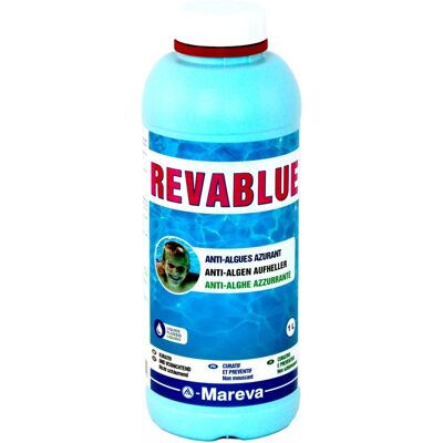 Traitement piscine Anti-algues Mareva REVABLUE azurant 1L - Publicité Traitement piscine Anti-algues Mareva REVABLUE azurant 1L - Publicité