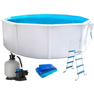 Piscine hors-sol Toi PRESTIGIO ronde 3.50 x 1.2m filtre à sable 6m3/h + liner 60/100 - Publicité Piscine hors-sol Toi PRESTIGIO ronde 3.50 x 1.2m filtre à sable 6m3/h + liner 60/100 - Publicité