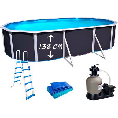 Kit piscine hors-sol acier Toi ANTHRACITE PRESTIGIO ovale 640X366X132cm filtre à sable - Publicité Kit piscine hors-sol acier Toi ANTHRACITE PRESTIGIO ovale 640X366X132cm filtre à sable - Publicité