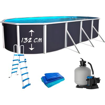 Kit piscine hors-sol acier Toi ANTHRACITE PRESTIGIO ovale 915X457X132cm filtre à sable - Publicité Kit piscine hors-sol acier Toi ANTHRACITE PRESTIGIO ovale 915X457X132cm filtre à sable - Publicité